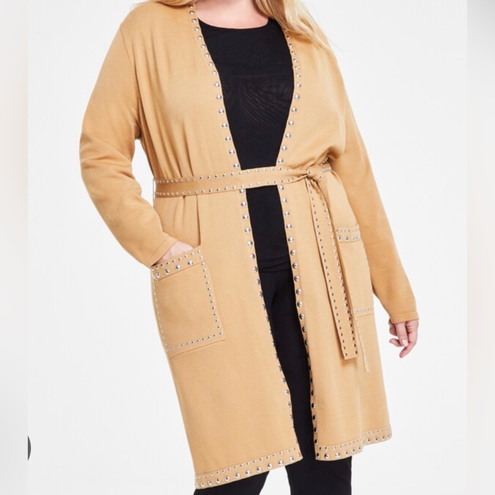 WARM TOFFEE INC STUDDED CARDIGAN